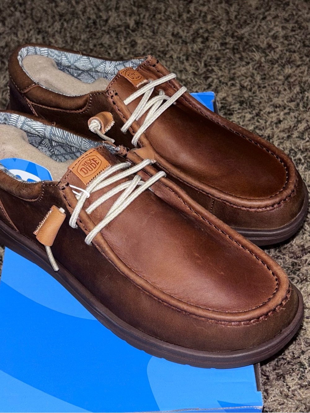 Hey Dude Wally Grip Craft Leather Mens Shoes Size 9 Slip On Loafers Brown